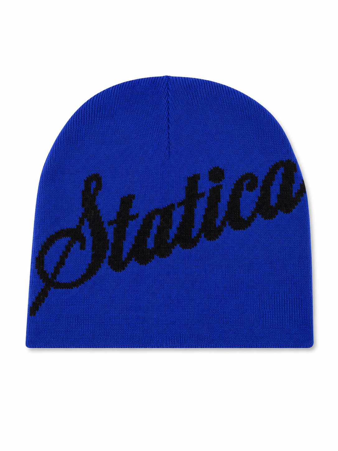 Black and blue reversible beanie