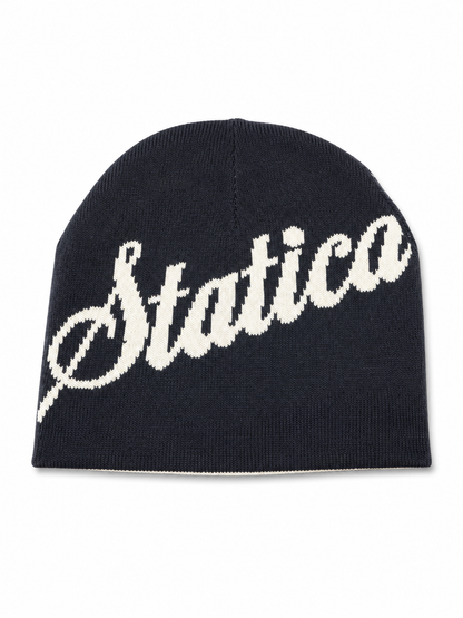 Grey and cream reversible beanie