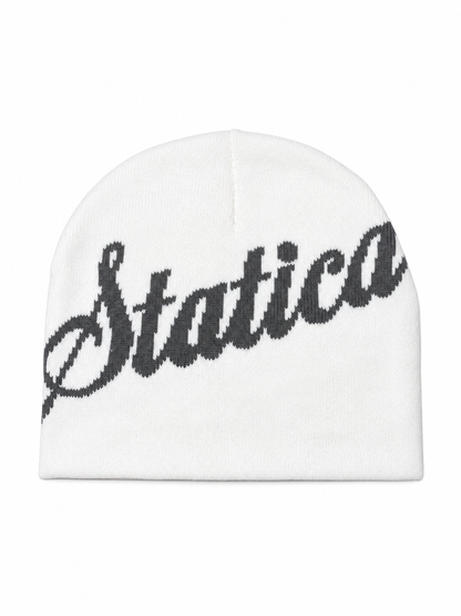Grey and white reversible beanie