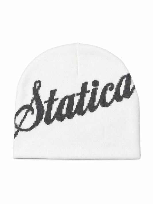 Grey and white reversible beanie