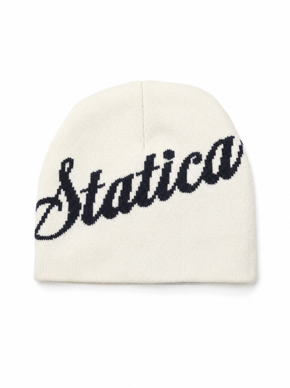 Grey and cream reversible beanie